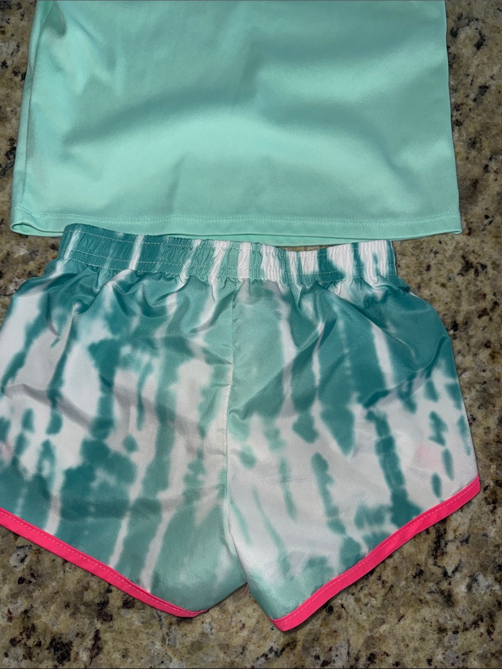 Nike Teal & Pink Dri-FIT Girls' Set - Tee & Tie-Dye Shorts - Picture 8 of 10
